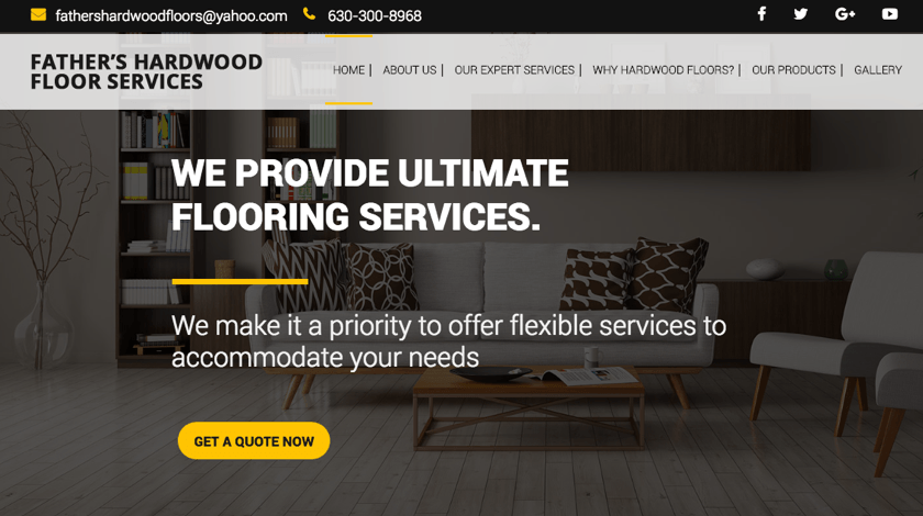 Father's Hardwood website made with the Visual Composer for WordPress