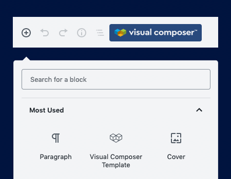 Add Visual Composer template block to WordPress Gutenberg editor