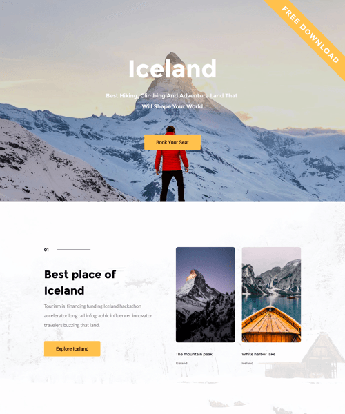 Simple landing page template for WordPress