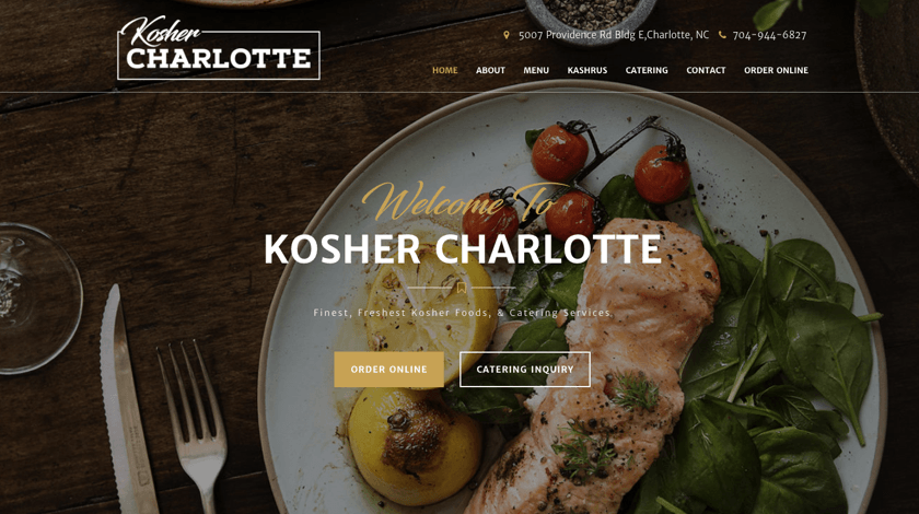 Kosher Charlotte website example with Visual Composer