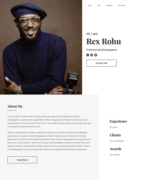 Rohu personal portfolio template for WordPress