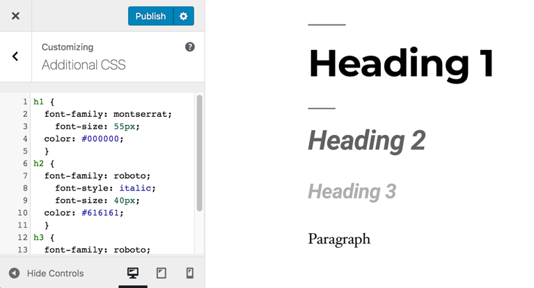 Texts with custom CSS