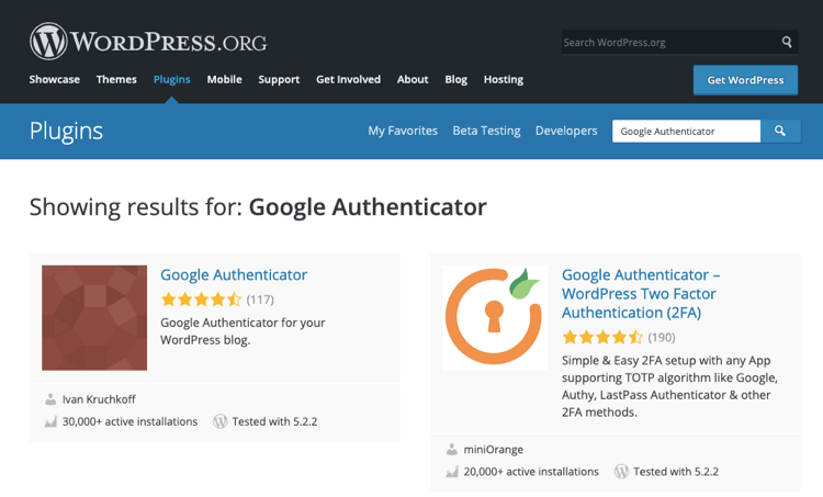 Google Authenticator Plugins for WordPress