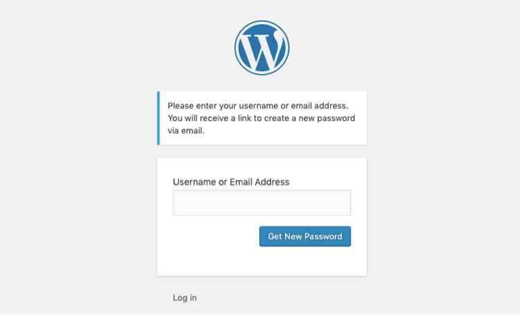 Reset WordPress Password Window