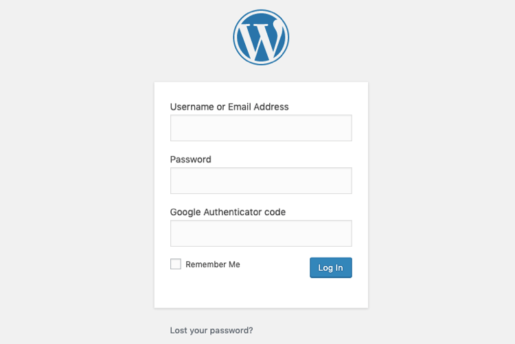 WordPress Login: User name and password