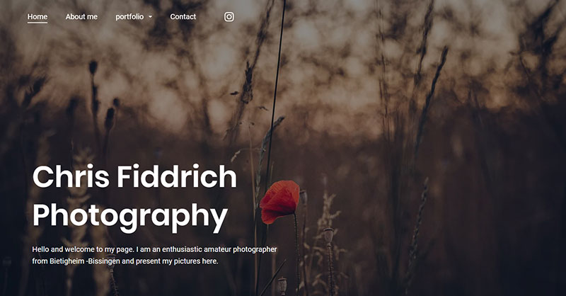 Chris Fiddrich photography portfolio example