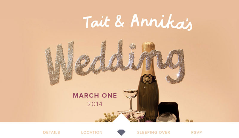 Tait & Annika wedding website example