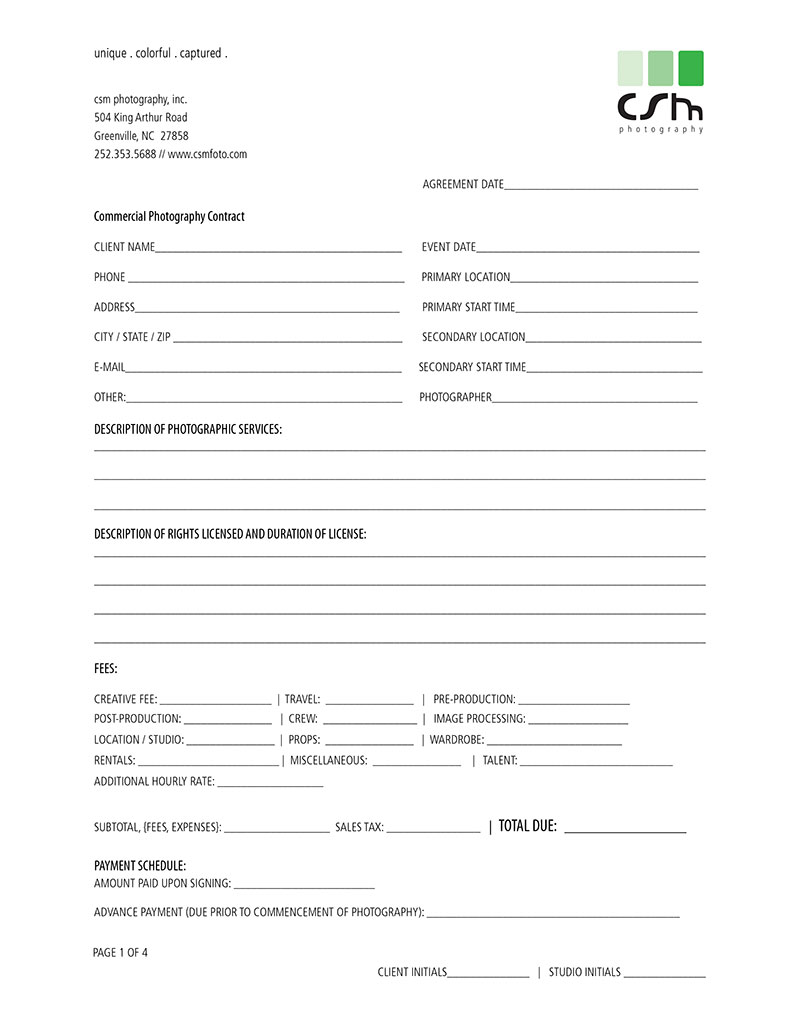 freelance photography photography contract template