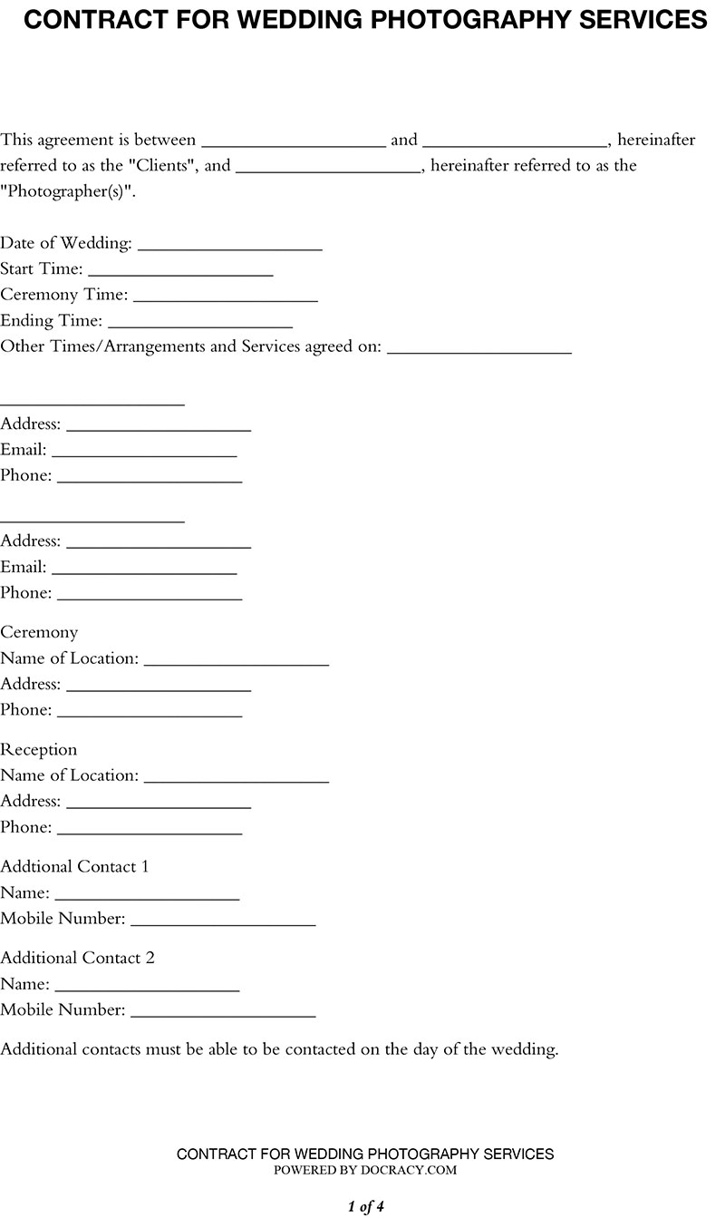 photography contract template 2019