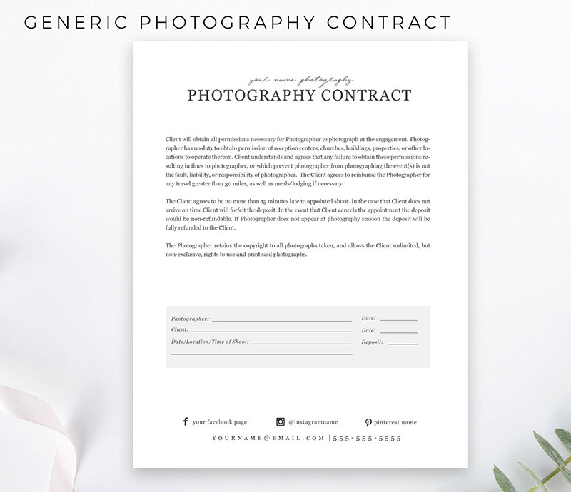 Responsibility of the client - Photography Contract