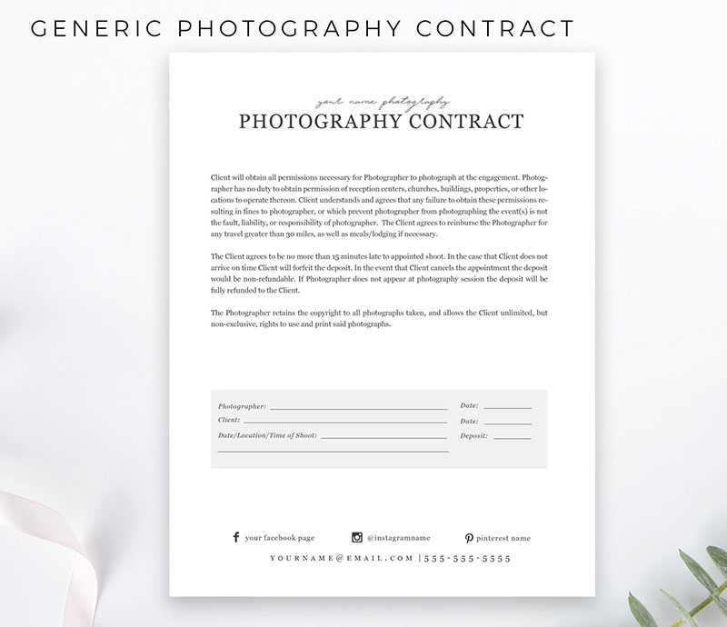 photographer client contract template