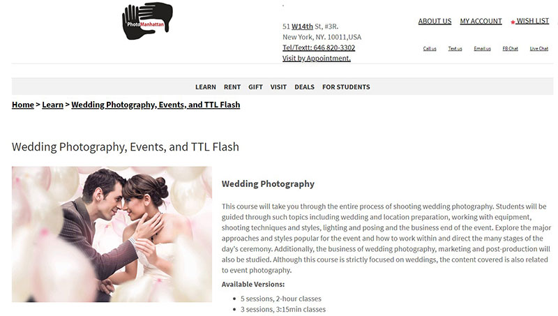 Wedding/Event Photography workshop