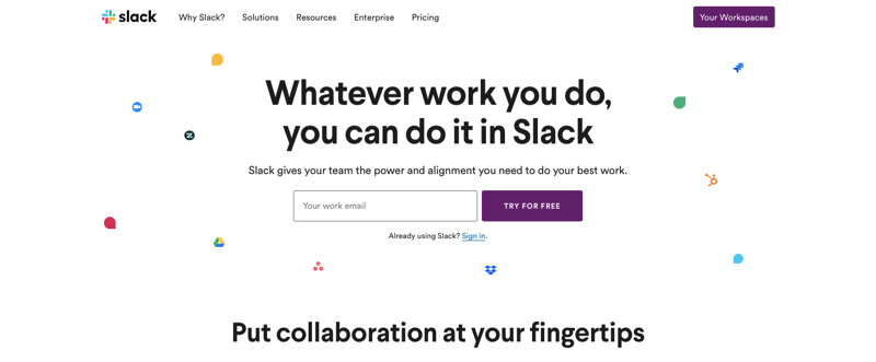 Slack lead generation form