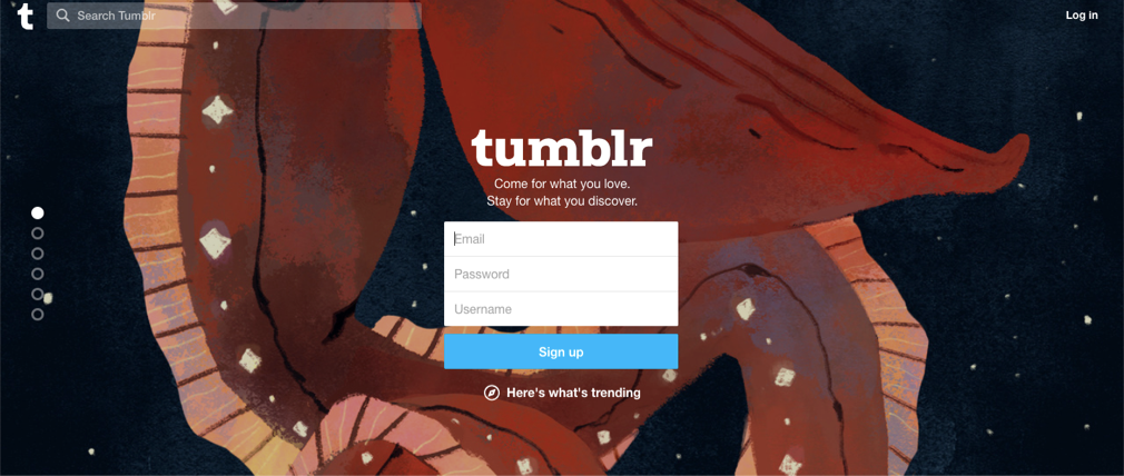 Tumblr registration form