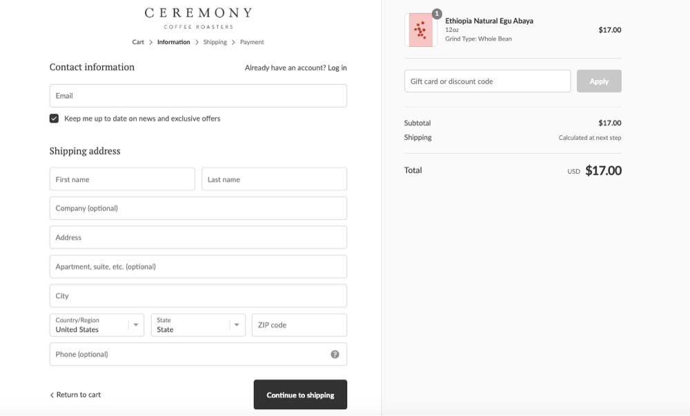 Ceremony order form 