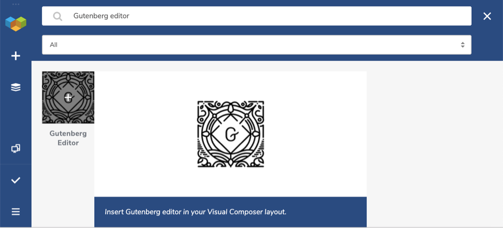 Gutenberg element in Visual Composer Hub