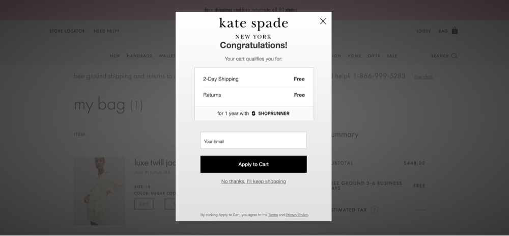 Popup kate spade