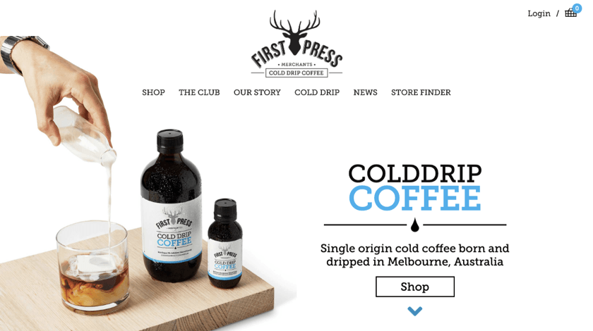 First Press Coffee website example