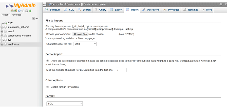 PhpMyAdmin Select Files