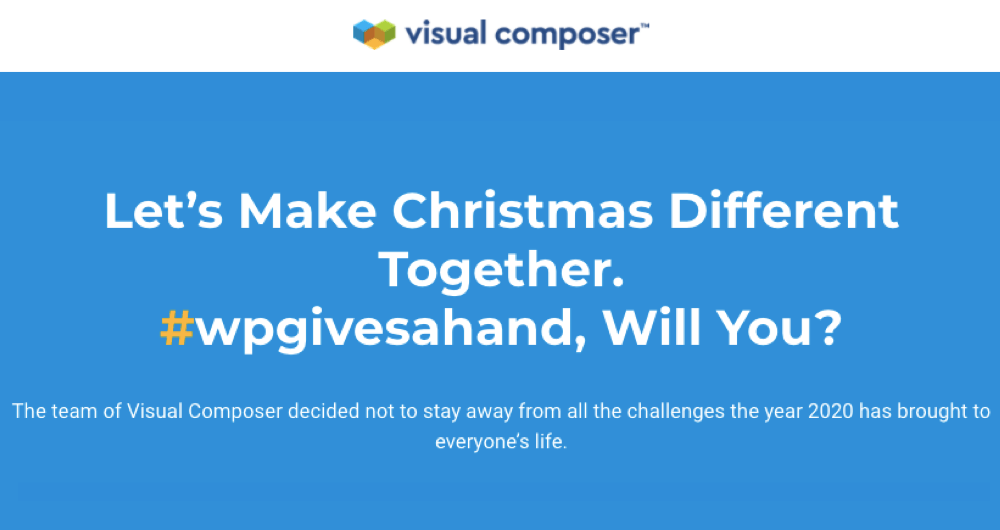 #wpgivesahand Christmas charity campaign landing page
