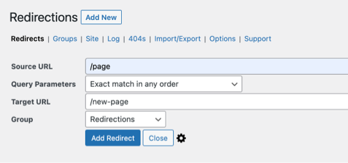 Redirections plugin