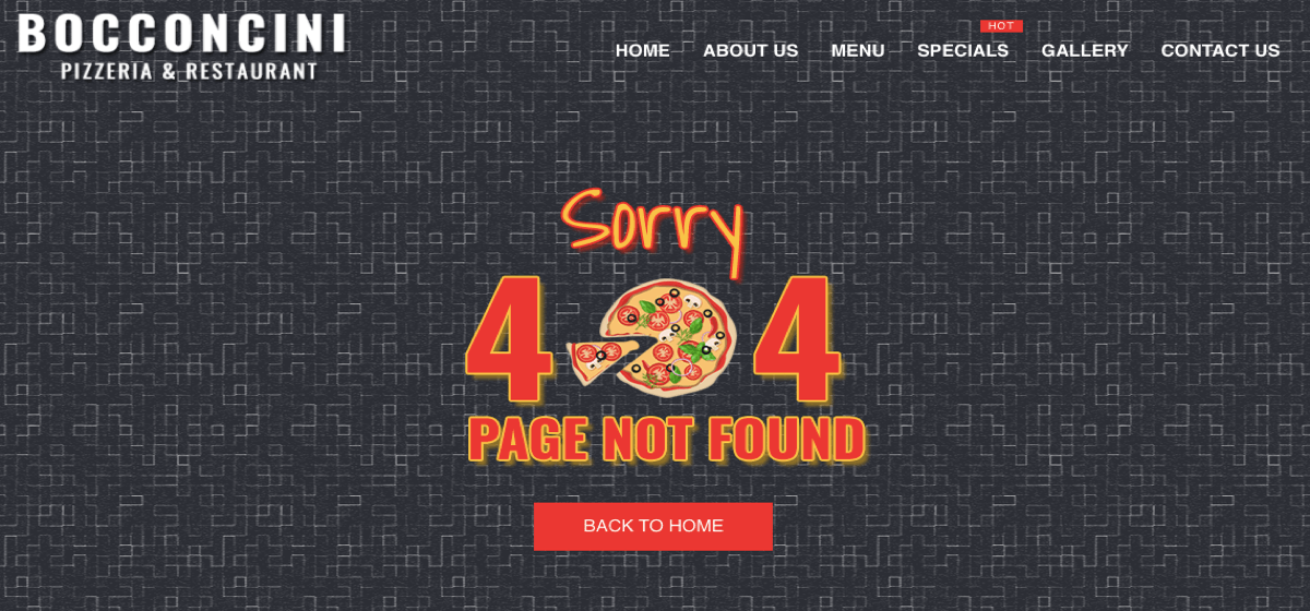 Creative 404 page example by Bocconcini