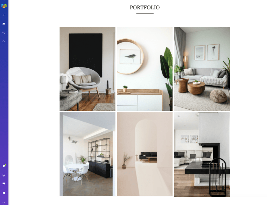 Interior design portfolio gallery created with Visual Composer