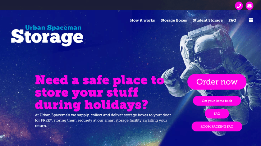 Urban Spaceman Storage website
