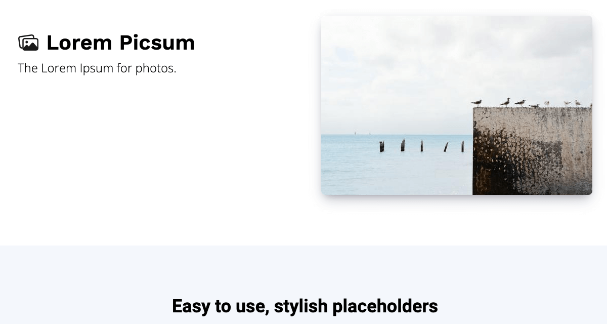 Lorem Picsum placeholder generator for pictures