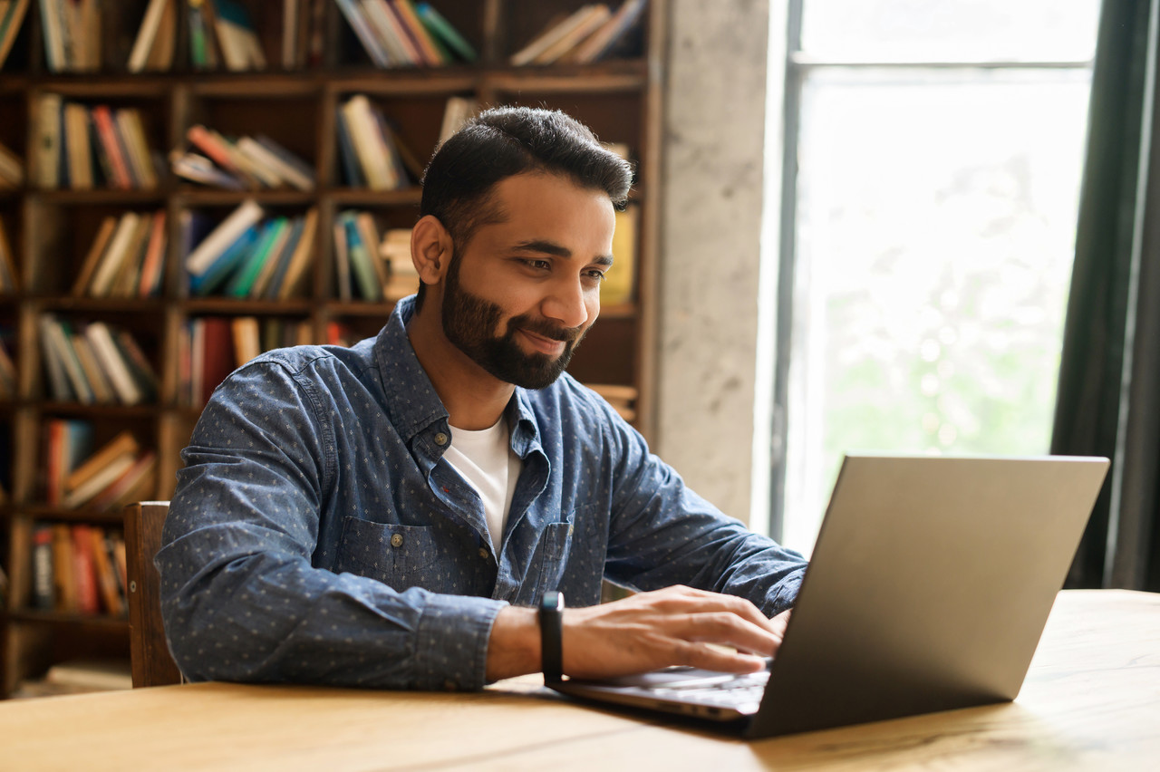 Professional web creator in his work space