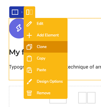 Visual Composer column cloning