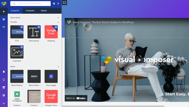 Visual Composer WYSIWYG live editor 