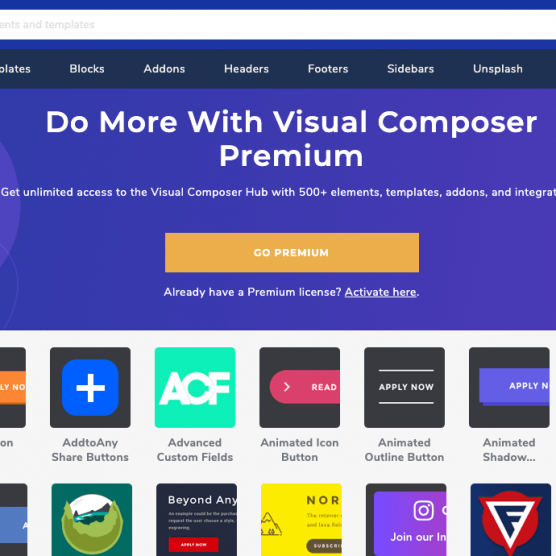 Visual Composer Hub - online marketplace