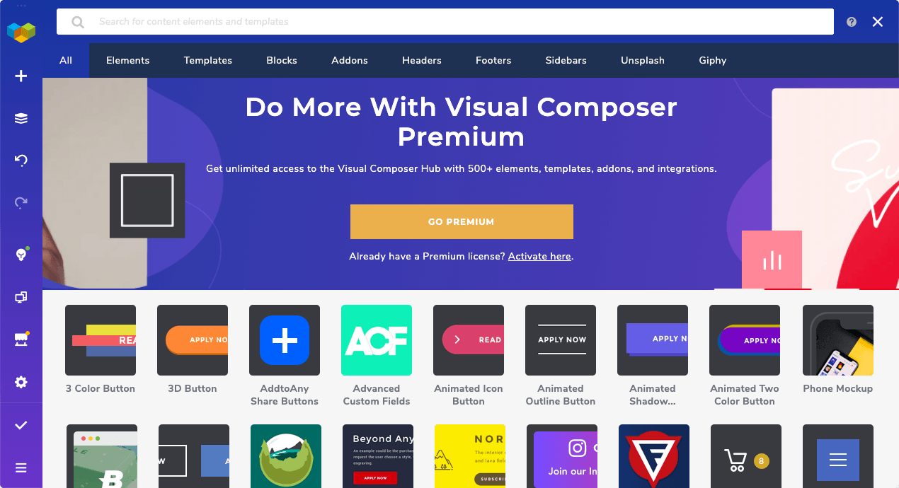 Visual Composer Hub - online marketplace