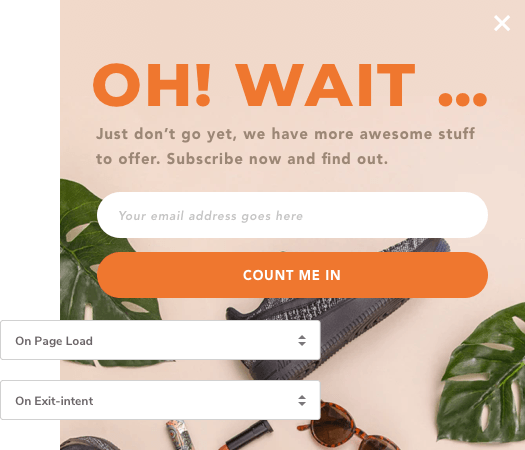 On page load and exit intent popup builder On page load and exit intent popup builder