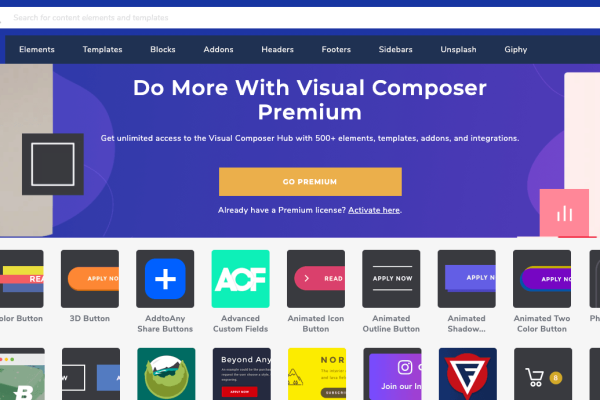 Visual Composer Hub - online marketplace
