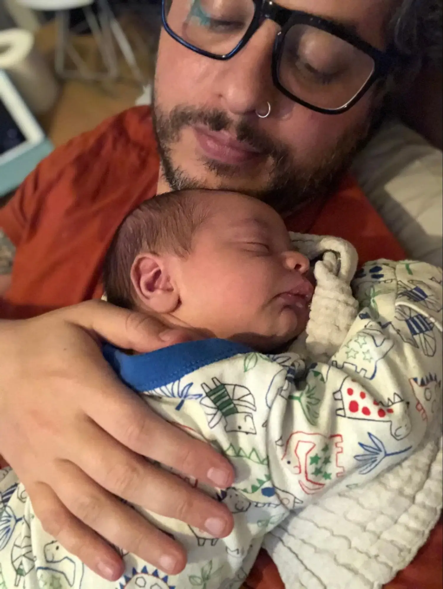 Vito Peleg, founder of Atarim with his newborn