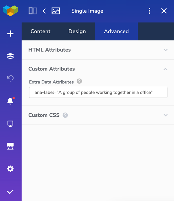 Visual Composer Custom Data Attributes for accessibility 