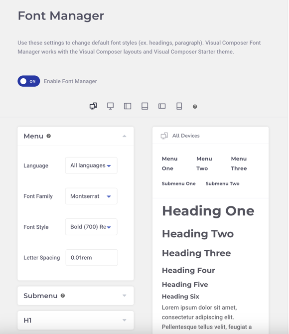Visual Composer Font Manager for accessibility
