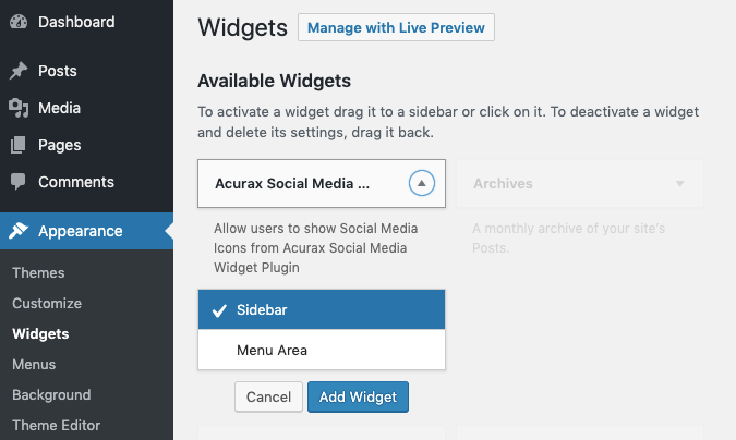 Acurax Social Media Widget for WordPress