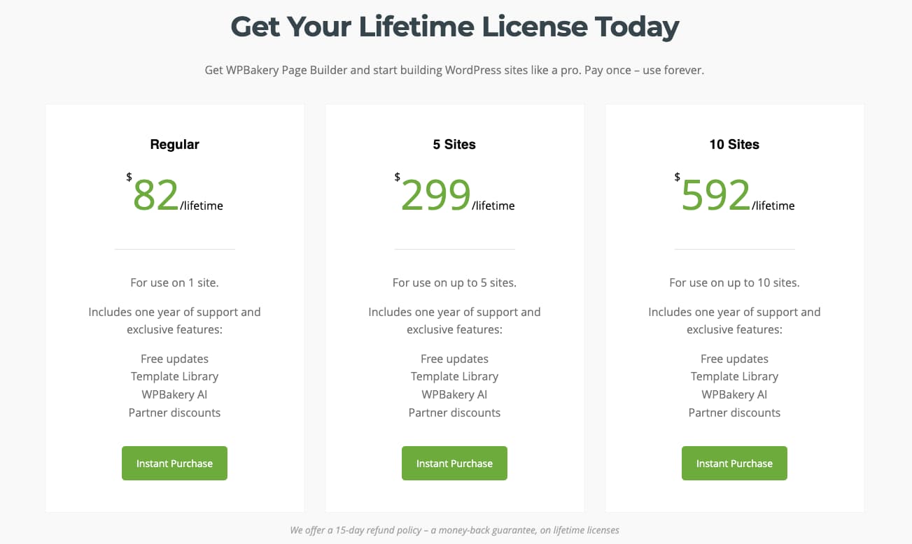WPBakery Pricing